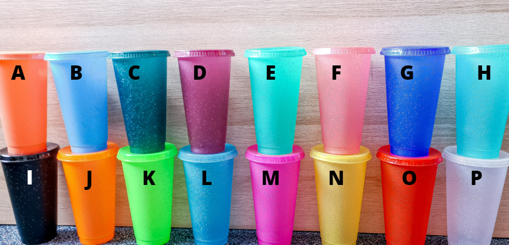 24 oz Glitter cold cups, LARGE VARIETY OF COLOURS